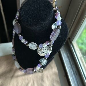Handmade Luxury Beaded Necklace w Sterling Silver Pendant
